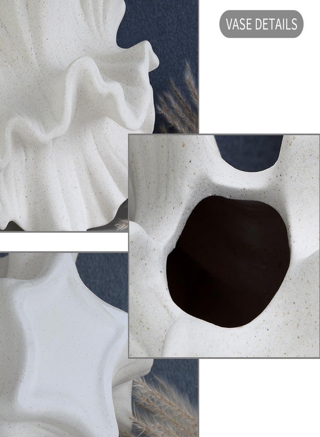 BUICCE Off White Ceramic Coral Vase for Pampas Grass Decor Modern Decorative Dandelion Vase for Flower Home Office Living Room Table Centerpieces. - Image 3